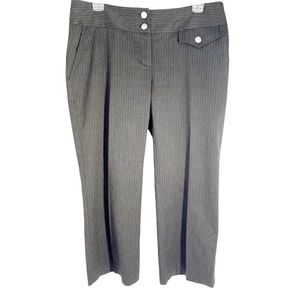 Michael Michael Kors Gray With Tan & Blue Pinstripe Cropped Dress Pants, Size 8